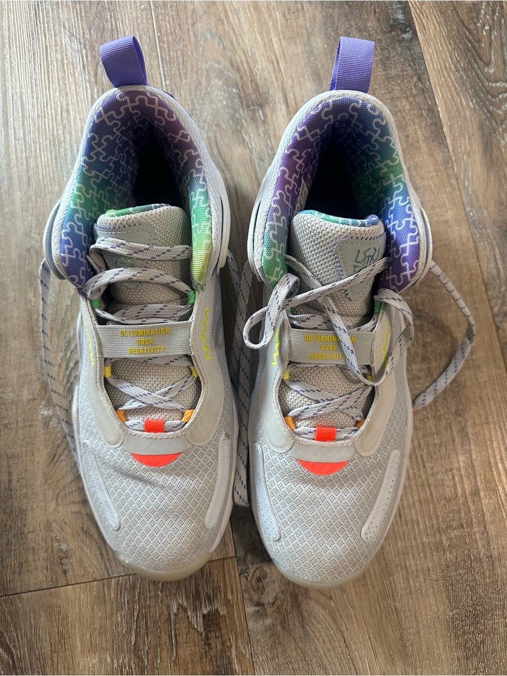 adidas Kids Gray Sneakers with Purple, Green & Orange Accents